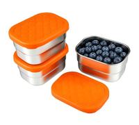 3 Pièces 230 Ml Boîtes à Snack en Acier Inoxydable avec Couvercle, Boite a | Gouter Inox pour Conserver des en-cas, en Camping, au Bureau et pour Les Produits Secs; Conviennent au Congélateur et au Four