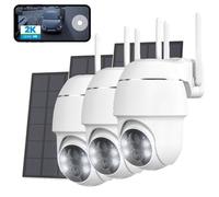 3 pièces 2K caméra de surveillance extérieure batterie avec panneau solaire WLAN 360° pivotant caméra de surveillance sans fil PIR détecteur de mouvement vision de nuit en couleur