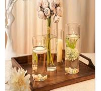 3 pièces/4 pièces Vases cylindriques en verre, 4", 6", 8", 10" de hauteur, vases en verre transparent, abat-jours de lampe tempête, supports de bougies flottantes, convient pour la décoration de table