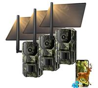 3 pièces 4G LTE caméra de gibier avec app & détecteur de mouvement 2K caméra de surveillance solaire en extérieur avec carte SIM 7800mAh batterie Push d'alarme en temps réel AI détection