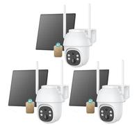 3 pièces 4G LTE caméra de surveillance extérieure solaire avec carte SIM 2K 3MP PTZ caméra sans fil sans WLAN batterie extérieure 355 °/90 ° pivotant couleur/IR vision de nuit