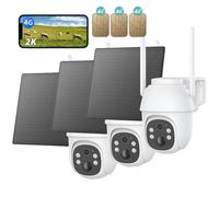 3 pièces 4G LTE caméra de surveillance extérieure solaire avec carte SIM 2K HD 3MP PTZ caméra sans fil sans WLAN extérieur batterie couleur/IR vision de nuit détection PIR