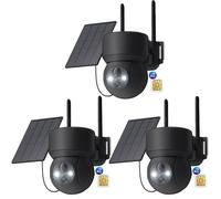 3 pièces 4G LTE caméra de surveillance extérieure solaire avec carte SIM sans WLAN 2K PTZ sans fil caméra IP extérieure sans WLAN détection PIR couleur/IR vision nocturne