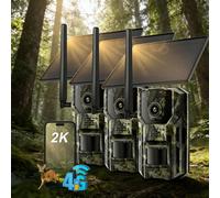 3 pièces 4G LTE caméra sauvage avec app & détecteur de mouvement 2K caméra de surveillance solaire extérieure avec carte SIM 7800mAh batterie No-Glow vision nocturne caméra avec GPS