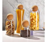 3 pièces 500ml+800ml+1200ml Bocal en verre rond scellé pour grains de café, récipient de rangement de cuisine avec couvercle pour grains et thé, bouteille en verre organisateurs de cuisine, bocaux à b