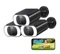 3 pièces 5MP FHD Caméra de surveillance extérieure Batterie avec panneau solaire 100% Caméra sans fil Surveillance extérieure Solaire Projecteur audio 2 voies Accès à distanceSans abonnement