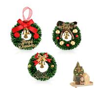 3 Pièces 6cm Mini Couronnes de Noël, Décorations Suspendues Réutilisables | Fabrication artisanale, aspect réaliste, fixation stable, Décoration de maison de poupée, ornement de sapin