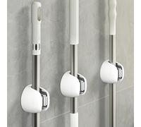 3 Pièces Accroche Balai Mural,Porte Balais Mural en ABS, Support Balais sans Percage,Porte-Brosse,Accroche Balai Mural Autocollan, Organisateur pour Cuisine Garage Landry et Salle de Bain(Gris)