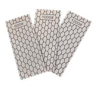 3 Pièces Aiguiseur de Couteaux Diamanté 600 1000 1200 en Émeri | Double Face, Patin Antidérapant, Restauration du Tranchant, Protège la Coutellerie, Argenté, la Cuisine