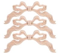 3 Pièces Applique Bois Sculpté Vintage Non Peinte | Décor Mural à Motif Ajouré, Pose Adhésive sans Perçage, Texture Naturelle Beige, la Cuisine Chambre