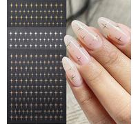 3 pièces Autocollants d'ongles étoiles argentées 3D, design d'ongles Y2K or, argent, rose gold avec décalcomanies d'étoiles, effet chrome doré. Décorations d'ongles, manucure, cadeaux pour amis. Autoc