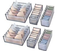 3 pièces Boîte de rangement pliable compartimentée, Organisateur de sous-vêtements pour soutien-gorge, culotte, chaussettes, couleur aléatoire (blanc, gris, beige, noir, etc.) Soutien-gorge à grille *