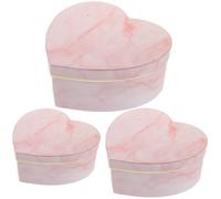 3 Pièces Boîtes en Papier Cartonné Cœur Effet Marbre, Coffret Empilable | Lot de Trois Pièces Rose, Rangement Multifonction, pour Notes Manuscrites et Petites Attentions Lors D’anniversaires