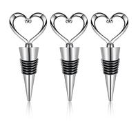 3 Pièces Bouchons à Vin Réutilisables Bouchon de Vin Bouchon de Bouteille Wine Stopper Forme de Coeur pour Bouteille Bouchons Stoppeurs de Vin pour Vin Champagne