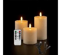 3 pièces Bougies LED rechargeables à lumière chaude, bougies alimentées par batterie avec télécommande et minuterie, design de pilier en plastique, convient pour la décoration de la maison, la décorat