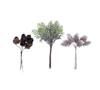 3 pièces Bouquet de Noël Artificiel 14x12x12cm en Plastique pour sapin | Branches Réalistes, Style Romantique, Déco Intérieure, pour Boîtes Présent, Tables de Fête et Ateliers DIY