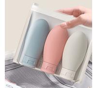 3 pièces Bouteilles de voyage anti-fuite de 60 ml, ensemble de distributeurs de savon, contenants de toilette rechargeables en silicone approuvés par la TSA, style nordique portable, contenants de liq