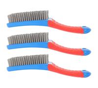 3 Pièces Brosse à Poils Métalliques Robuste, Manche Silicone | Acier Inoxydable Renforcé, Tête Inclinée, Retrait de Graisse et Rouille, Grilles Métalliques, Joints de Carrelage, la Cuisine