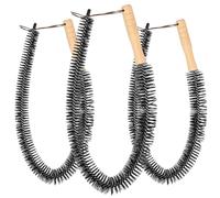 3 Pièces Brosse de Nettoyage Longue pour Plumeau Multifonction | Poils en Polypropylène et Manche en Bois, Enlève Peluches et Poussière, Accès aux Zones Difficiles, Noir