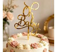 3 pièces Cake Topper acrylique doré "Oh Baby" - 1 pièce de décoration élégante, convient pour baby shower, anniversaire et mariage - durable et réutilisable, facile à assembler, idéal pour la décorati