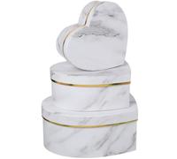 3 Pièces Coffret Présent Cœur en Carton Marbré, Boîte | Mariage, Surface Lisse et Légère, Finition Soignée, Design Simple et Élégant