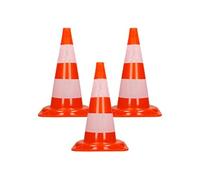 ECD Germany 3 Pièces Cônes de Signalisation 47 cm, Orange-Blanc, Pylône de Chantier avec 2 Orange, Weiß