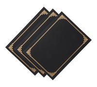3 Pièces Couverture de Certificat D'honneur Noire, Papier | Coins Arrondis, Léger et Portable, Protège Vos Documents, Style Élégant, Usage Bureau