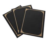 3 Pièces Couverture de Certificat Noire en Papier, Élégante | Protège Documents, Coins Arrondis, Format pour Diplôme et Prix, Facile à Décorer, Portable