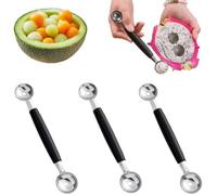 3 Pièces Cuillère à Boule Double Face,Cuillère À Boule de Melon À Fruits Double Face,Cuillères à Melon en Acier Inoxydable,Cuillèr