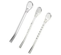 3 Pièces Cuillère à Mélanger Filtrante en Acier Inoxydable, Longue | Filtre Fin pour Thé en Vrac, Bord Lisse sans Bavure, Usage Café, Glace et Réception