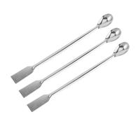 3 Pièces Cuillère de Laboratoire Double Embout à Long Manche | Surface Polie, Lavage Facile, pour Chimie et Production, Raclage de Creuset, Argenté