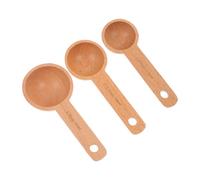 3 Pièces Cuillères Doseuses en Bois de Hêtre, 10ml 7,5ml 15 Ml | Mesure Précise pour Poudres et Thé en Vrac, Finition Lisse, Rangement Suspendu, Café Cuisine