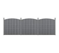 3 Pièces de Clôture Barrière Brise Vue Brise Vent Bois Composite WPC Demi-cercle Arrondi Gris 185 x 562 cm