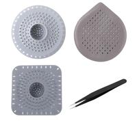 3 Pièces De Filtre À Cheveux, 1 Pièce De Pince À Épiler Noire, Siphon De Sol Antiblocage En Silicone, Filtre D'Égout, Adapté À La Baignoire, À L'Évier, À La Cuisine.