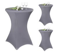 3 pièces de housses pour table debout 80 cm, housses pour tables debout gris clair pour tables debout et tables de bistro Ø 80-85 cm, nappe extensible avec poches pour pieds pour mariage, fête
