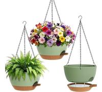 3 Pièces de Pots à Fleurs Pendentif pour Intérieur et Extérieur, Pot à Fleurs Pendentif pour Plantes avec Trous de drainage, Coffret amovible, Durable, Vert, Per