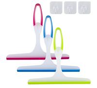 3 pièces de raclette pour cabine de douche avec 3 crochets adhésifs, essuie-douche avec crochet mural, raclette de douche, lame en caoutchouc pour nettoyage de vitres, grattoir en plastique pour