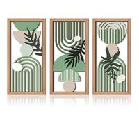 3 Pièces Decoration Murale en Bois,Décorations Murales Nordique avec Motif de Feuilles Vertes, Tableaux Moderne Bohême-03