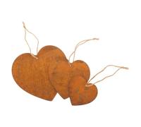 3 Pièces Décoration Murale en Métal Cœur Suspendu Vintage Marron