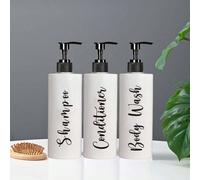 3 pièces Distributeur de savon à motif de lettre, bouteille de lotion de comptoir de 16,91 oz, distributeur de savon à main de salle de bain, bouteille vide rechargeable pour shampoing, gel douche, re
