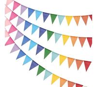3 Pièces Drapeau Triangulaire en Lin Imitation, 36 Fanion Guirlande Fanions, 12m Guirlande Anniversaire, Fanions Guinguette pour Anniversaire, Jardin, Fête, Festival, Mariage，Multicolore