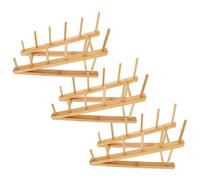 3 Pièces Égouttoir Vertical en Bambou à Compartiments | Organisateur de Comptoir Moderne, Structure Multicouche, Bords Lisses, Séchage Aéré, Rangement Pratique Cuisine et Intérieur