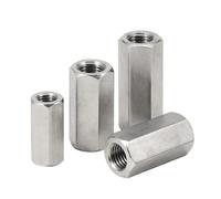 3 pièces en acier inoxydable 304 filetage gauche droit hexagone extension longue tige allongée connecteur manchon de Joint écrou d'accouplement tubulaire M3 ~ M16(M10x40xS16mm)