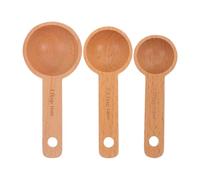 3 Pièces Ensemble Cuillères Doseuses en Bois de Hêtre | Formats 7,5ml, 10ml et 15ml, Réutilisables, Surface Lisse, Rangement Suspendu, pour Ingrédients et Condiments