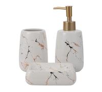 3 Pièces Ensemble D’Accessoires Salle de Bain en Céramique | Tasse à Laver, Porte-savonnette et Plateau Assortis, Finition Délicate, pour Ranger Bijoux et Serviettes