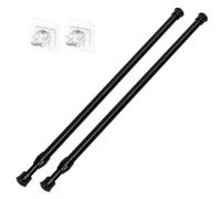 3 pièces Ensemble de barres de tension à ressort sans perçage (1 barre télescopique + 2 crochets adhésifs), barre de tension courte réglable pour portes, fenêtres, armoires, stores, chambre, cuisine, 