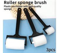 3 pièces Ensemble de brosses à rouleau en éponge avec manche noir, grand/moyen/petit kit combo d'impression et de peinture à l'éponge, éponge de peinture DIY Taille UniqueEVA