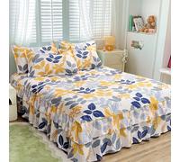 3 pièces Ensemble de cache-sommier (1 cache-sommier + 2 taies d'oreiller), motif floral, doux et agréable pour la peau pour toutes les saisons. Ensemble de literie adapté pour la chambre à coucher 120