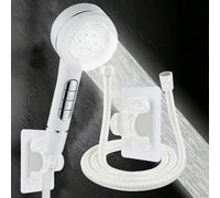 3 pièces Ensemble de douche haute pression - Pomme de douche à 4 modes avec tuyau en acier inoxydable de 1,5 m et support mural en ABS, accessoires de salle de bain économes en eau (sans perçage néces
