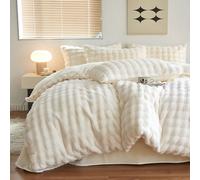 3 pièces Ensemble de housse de couette en peluche sherpa blanc crème, lavable en machine pour la chambre à coucher, chaud 150cm*200cm,180cm*200cm,200cm*200cm,135cm*200cm,168cm*229cm,203cm*229cm,229cm*